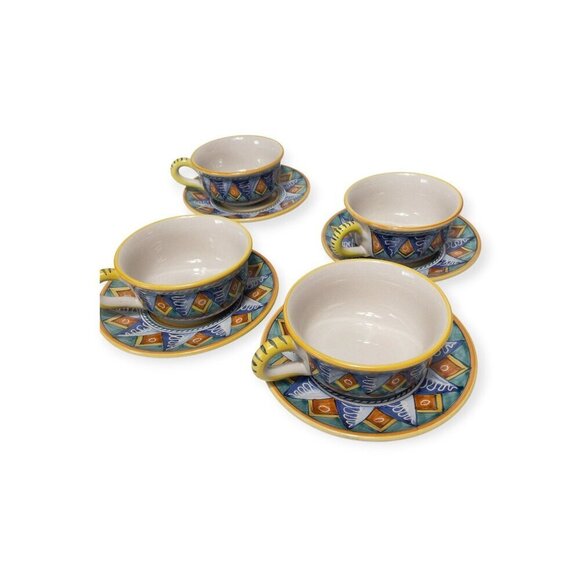 Vintage 90s Starbucks Sberna Deruta Exclusive Ceramic Cups & Saucers Set - Picture 4 of 16